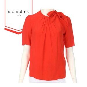 Sandro Silk Blouse with Side Tie Detail. Size Small (Designer size 1).